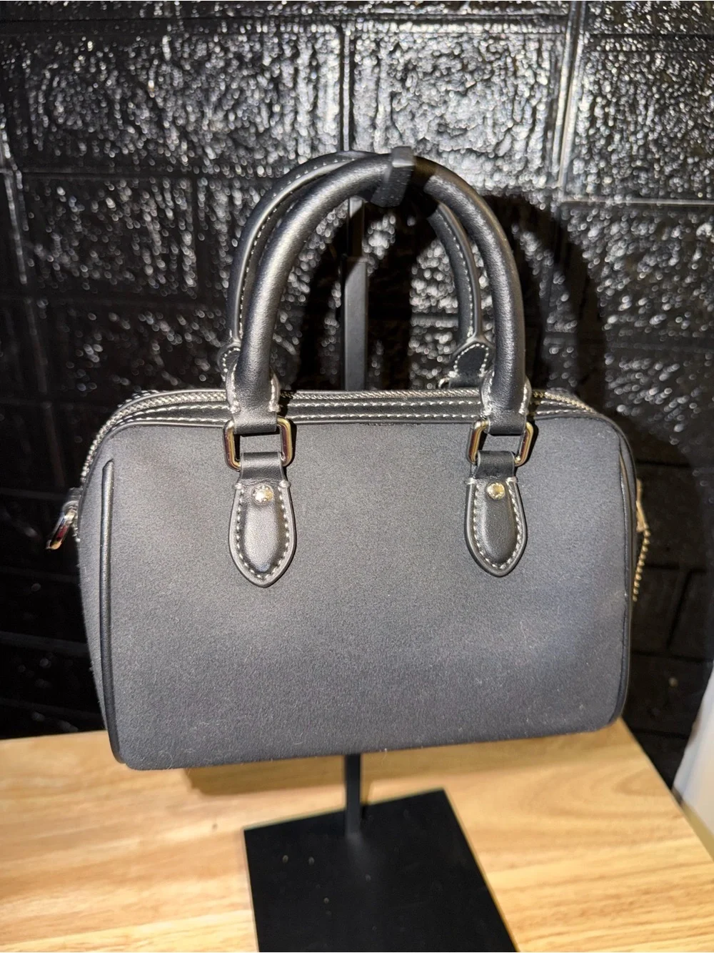 Coach Black Mini Satchel Bag - Signature Hardware